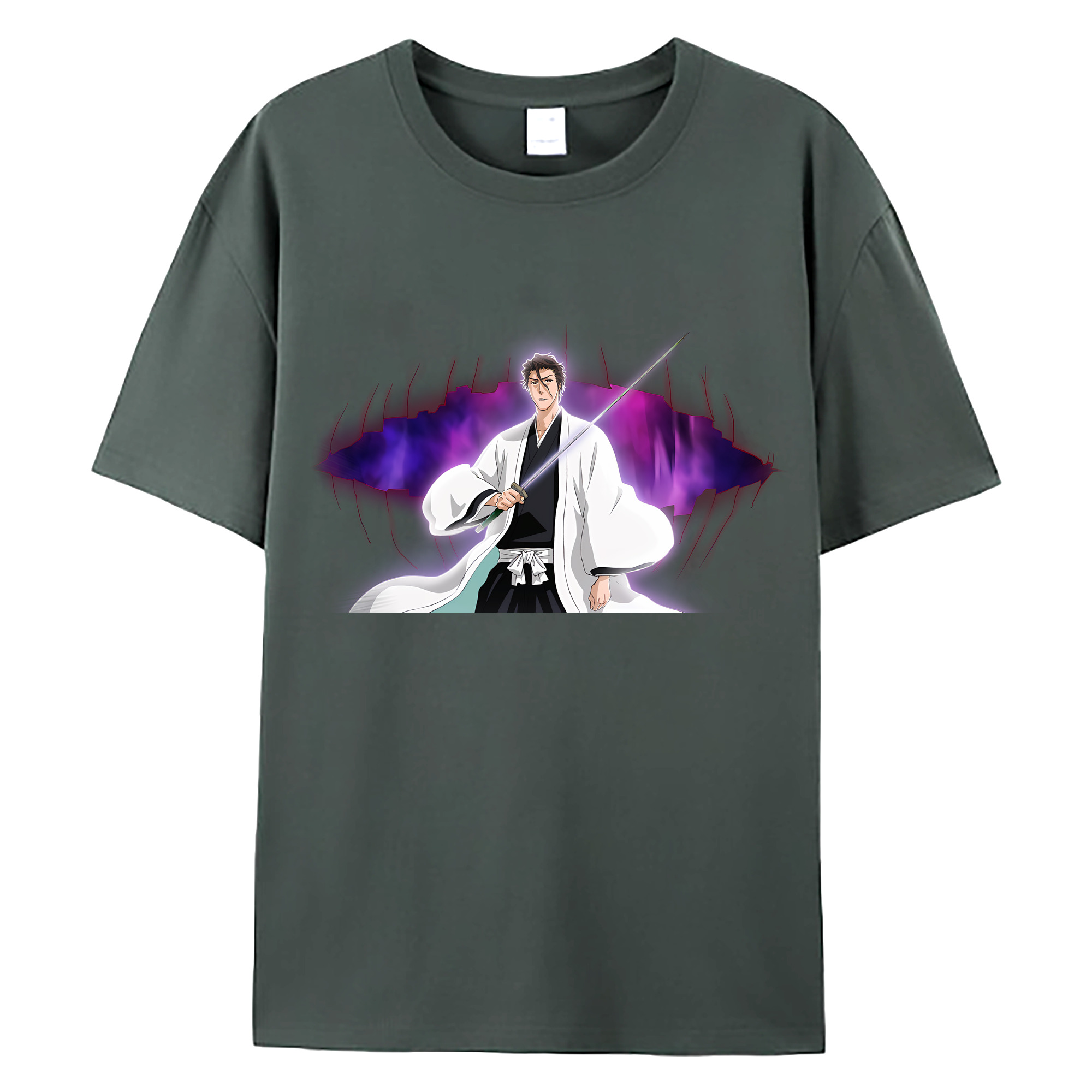 （画像用） ブリーチ 藍染 惣右介（あいぜん そうすけ） BLEACH Aizen Sousuke 綿100％ メンズ半袖Tシャツ｜肌触りやわらか＆通気性